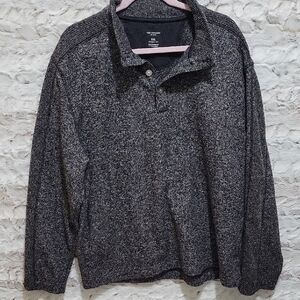 Van Heusen Mens XXL Shawl Neck Heather Gray, Black Quarter-Zip Pull Over Sweater